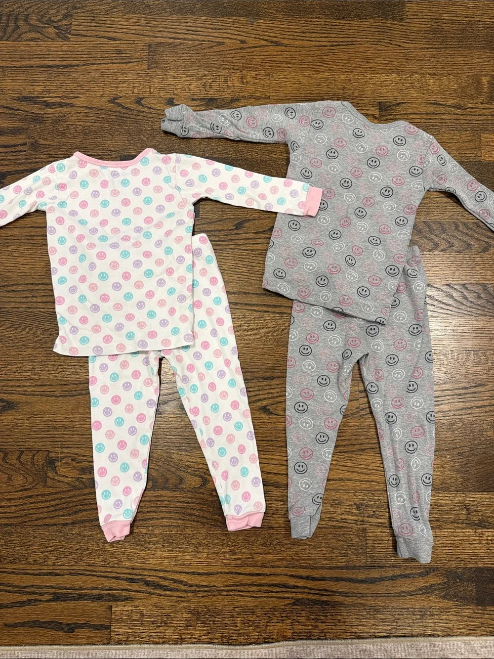 Two Pairs B Steps Little Mish Smiley Face Girls’ Pajama Sets-Pink 18-24 Months